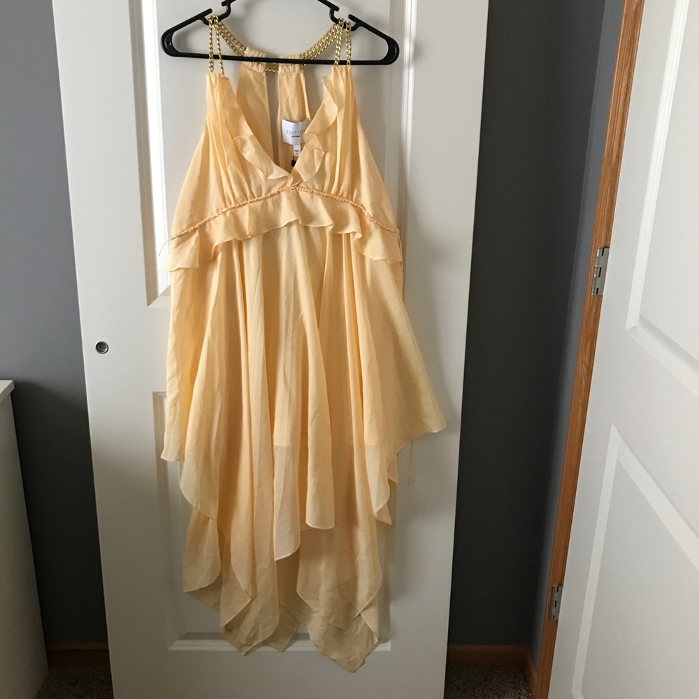 Women's Pale Yellow High-Low Ruffle Dress - Picture 5 of 7